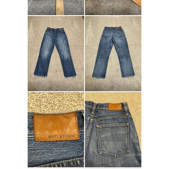 Rivet & Thread womens straight jeans sz 25 high waist Frey edge button fly denim - Picture 1 of 12